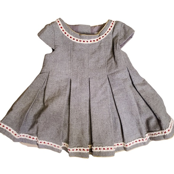 Tahari Baby Gold & Embroidery Trim Pleated Dress - Picture 1 of 4
